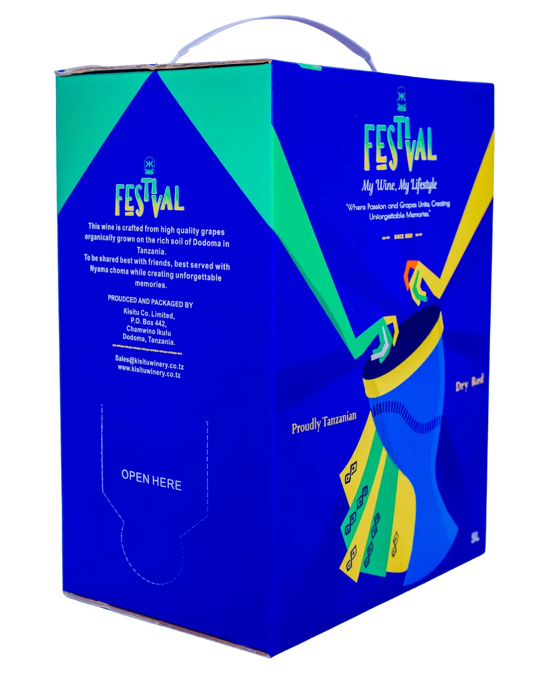 Kisitu Festival wine carton, isolated without a background