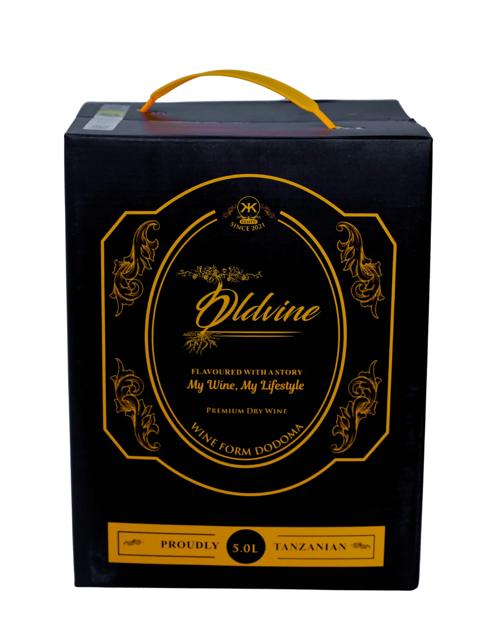 Oldvine premium dry wine carton, isolated without a background