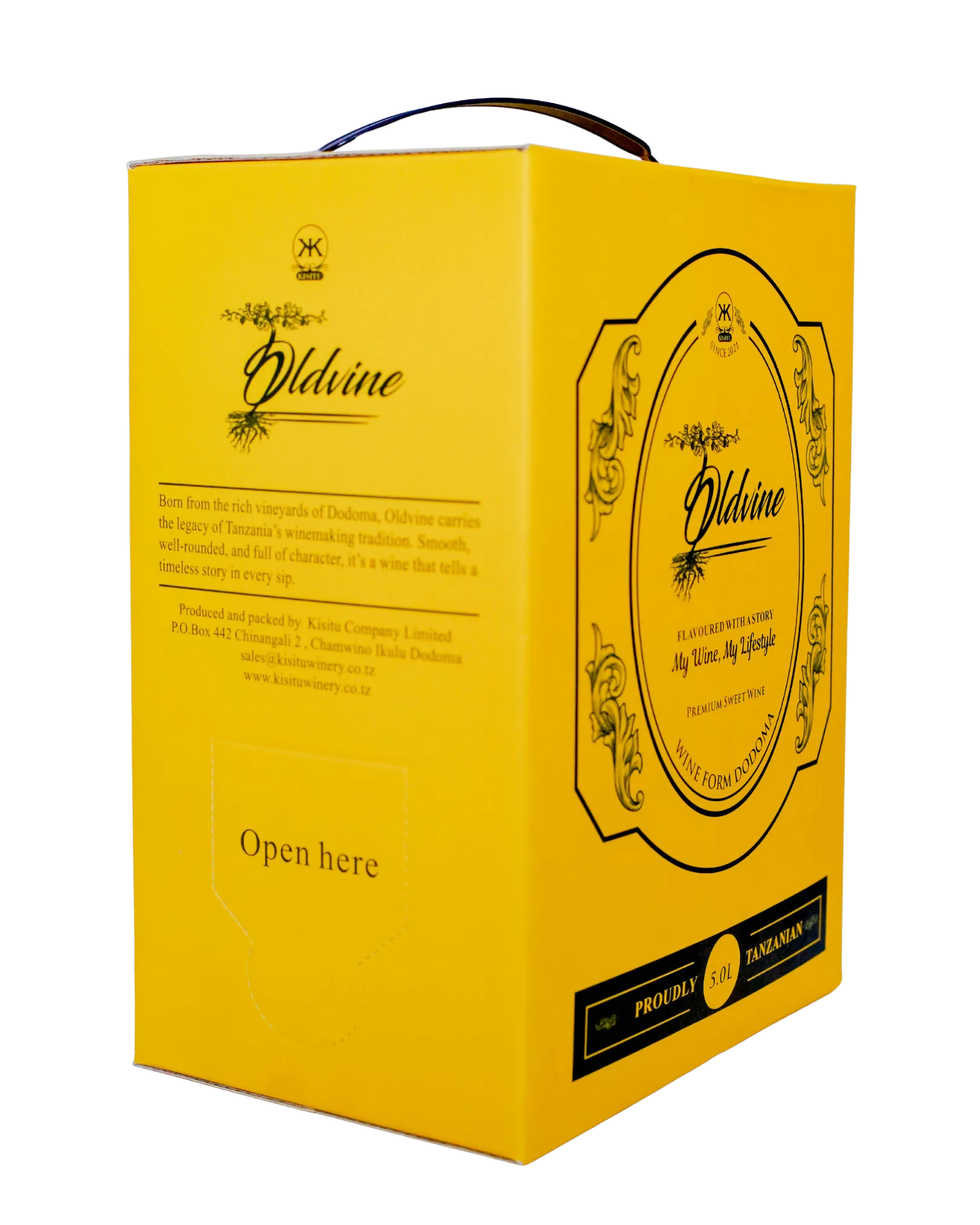 Oldvine premium sweet wine carton, isolated without a background